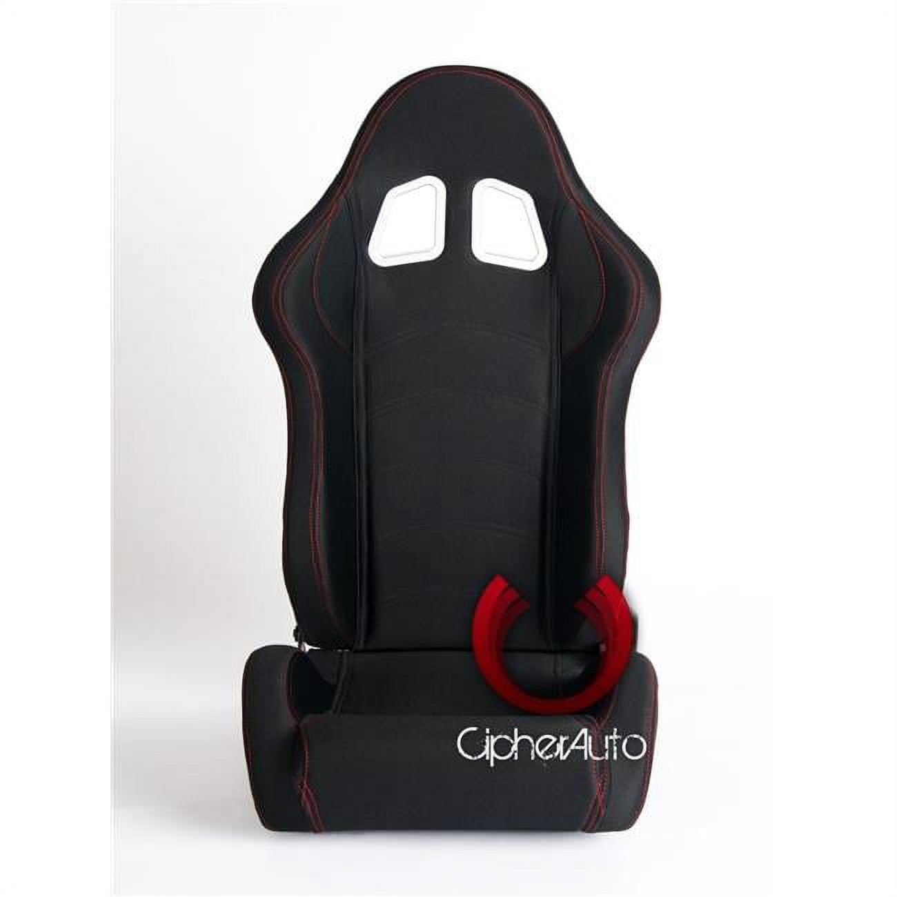 Black Cloth with Outer Red Stitching Racing Seats - Black
