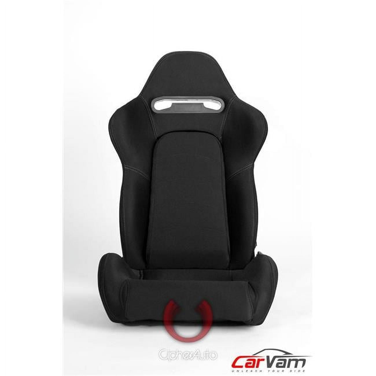 Auto CPA1019FBK-G Black Cloth with Outer Gray Stitching Universal Racing Seats