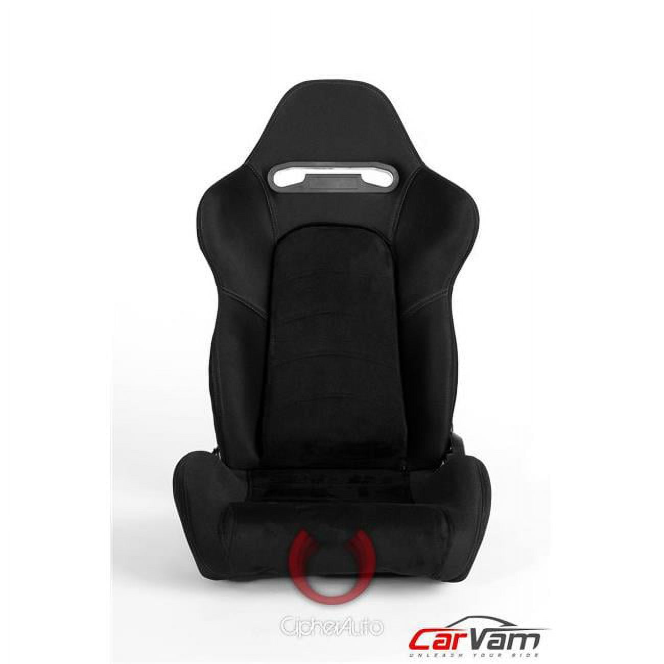 Outer Gray Stitching Universal Racing Seats - Black Cloth with Suede Insert