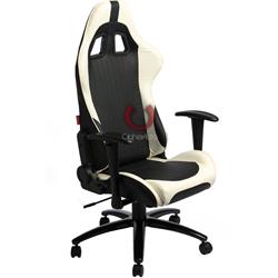 Auto CPA5001PBKWH Leatherette Office Racing Seat - Black & White