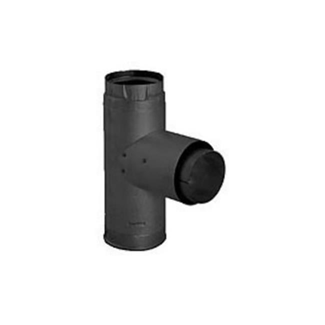 Picture of DuraVent 3589577 3 in. PelletVent Pro Adaptor Tee with Clean-Out Cap&#44; Black
