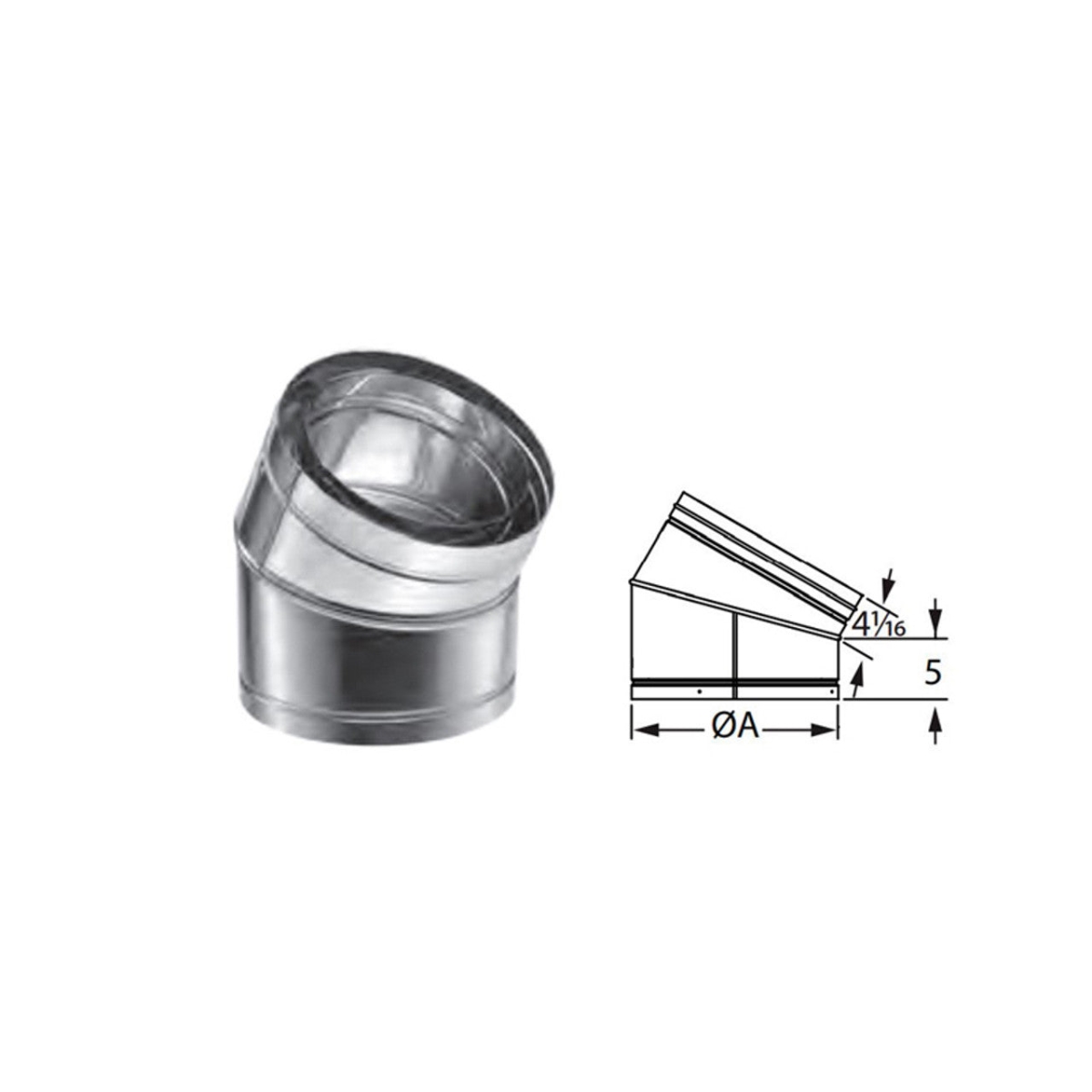 02493124 14 in. Dura Chimney II 30 Deg Elbow