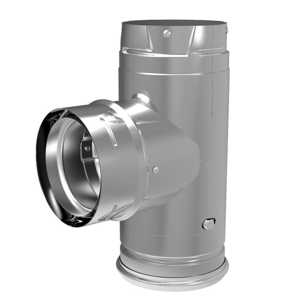 03584822 3 in. Pelletvent Pro Single Tee with Clean-Out Cap - Galvalume