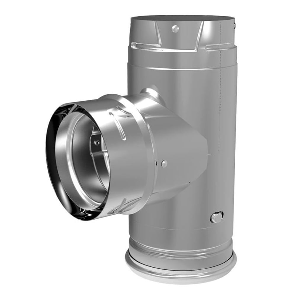 03584824 4 in. Pelletvent Pro Single Tee with Clean-Out Cap - Galvalume