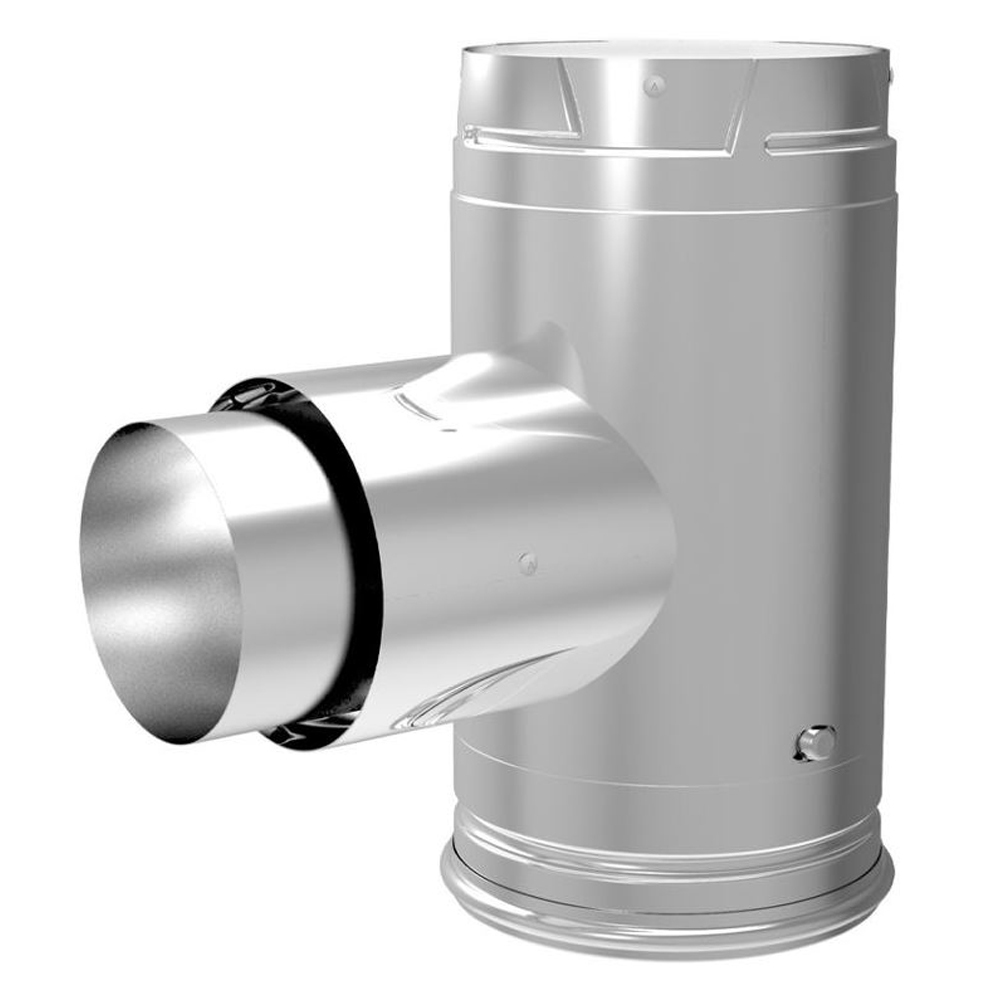 03584829 3 in. Pelletvent Pro Adaptor Tee with Increaser, 3 in. Branch, Comes with Clean-Out Cap - Black