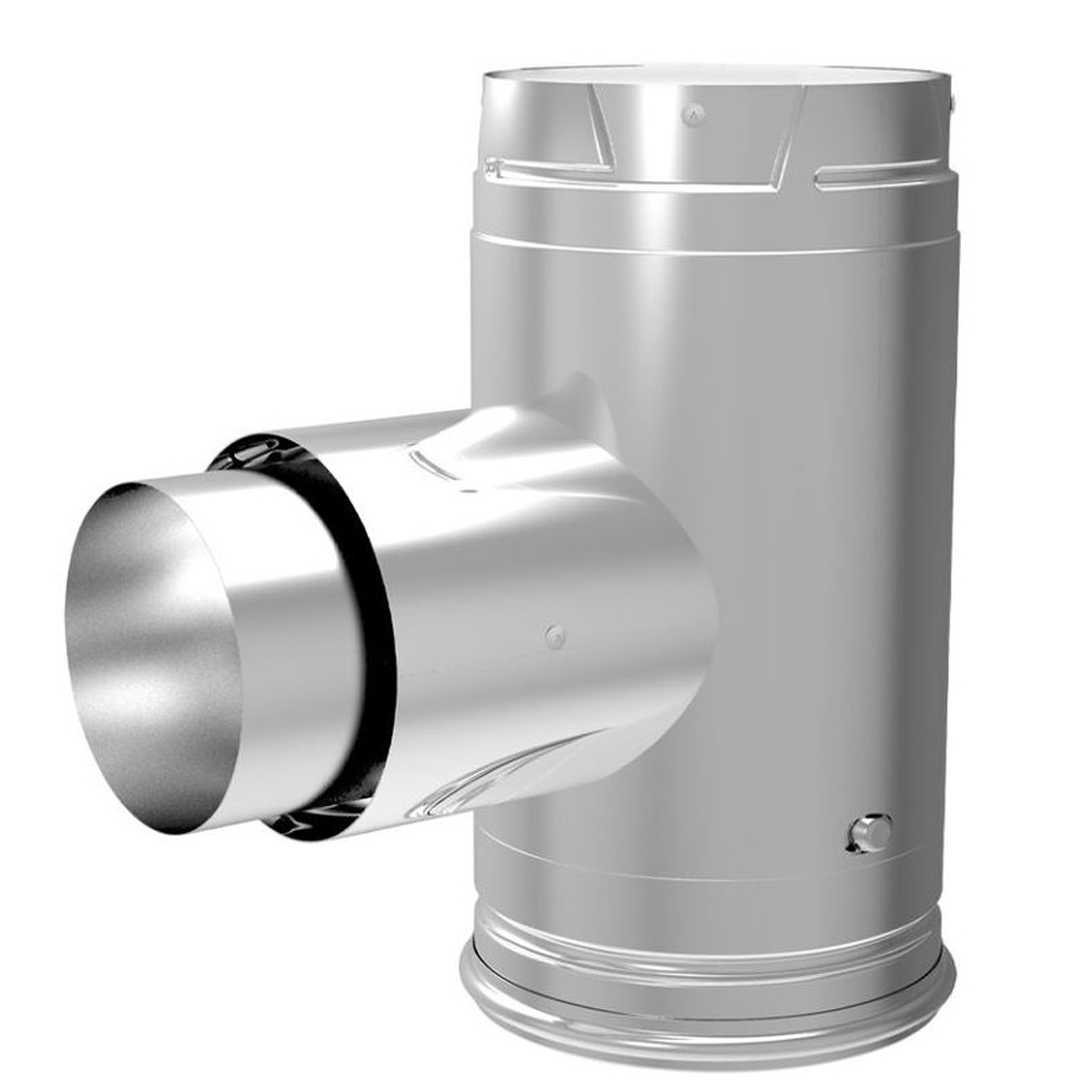 03584836 3 in. Pelletvent Pro Adaptor Tee with Clean-Out Cap - Galvalume