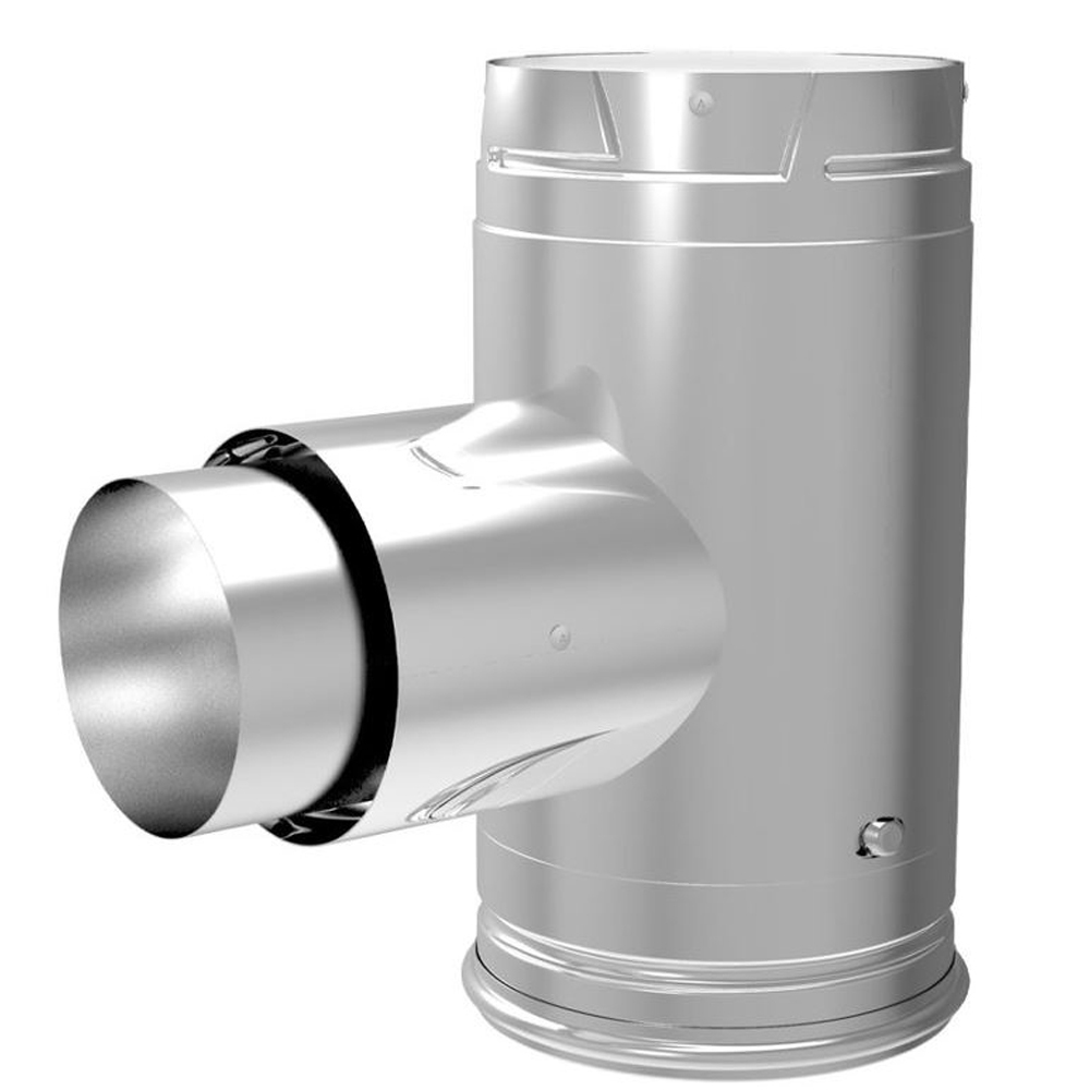 03589577 3 in. Pelletvent Pro Adaptor Tee with Clean-Out Cap, Black