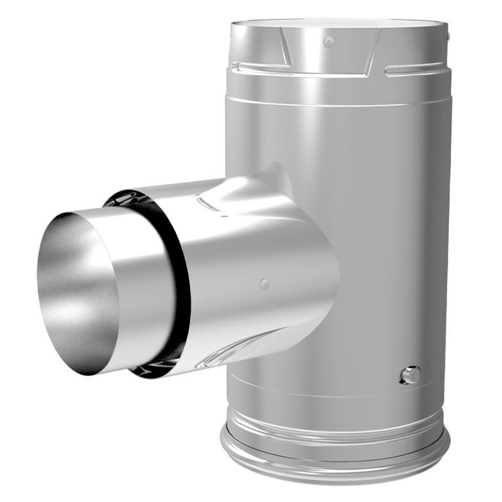 03589578 4 in. Pelletvent Pro Adaptor Tee with Clean-Out Cap - Galvalume
