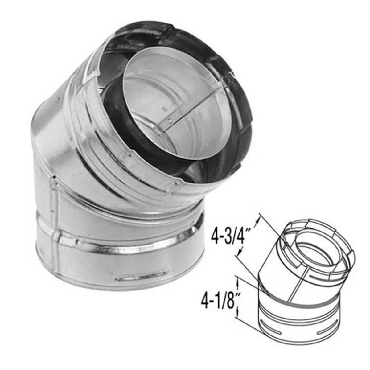 COP69501 5 x 8 in. Directvent Pro 45 Deg Galvanized Swivel Elbow