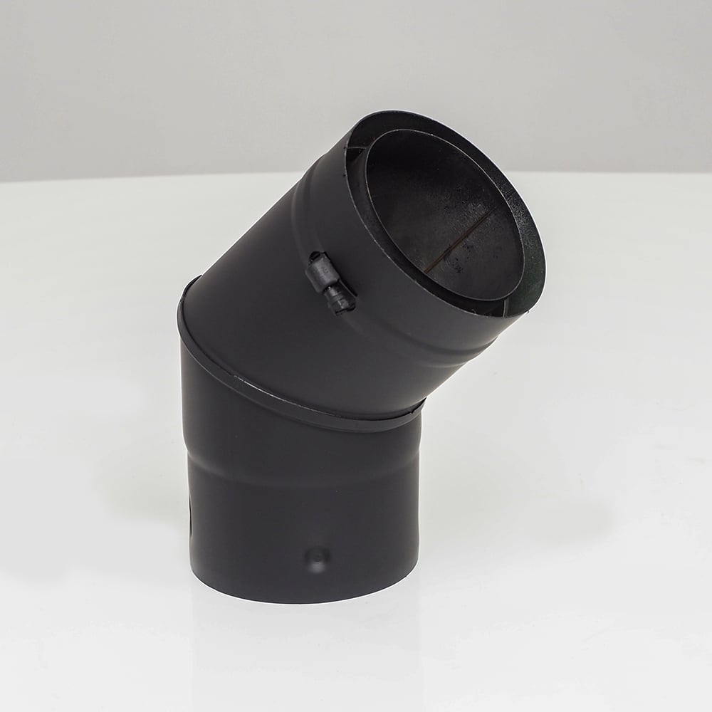 03602309 VPB-EL0345 - 3 in. Ventis Pellet Vent Pipe 304L Inner & Galvanized Outer, 45 deg Elbow, Fixed, Painted Black