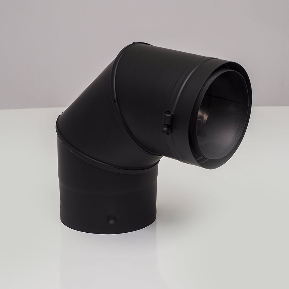 03602315 VPB-EL0490 - 4 in. Ventis Pellet Vent Pipe 304L Inner & Galvanized Outer, 90 deg Elbow, Fixed, Painted Black