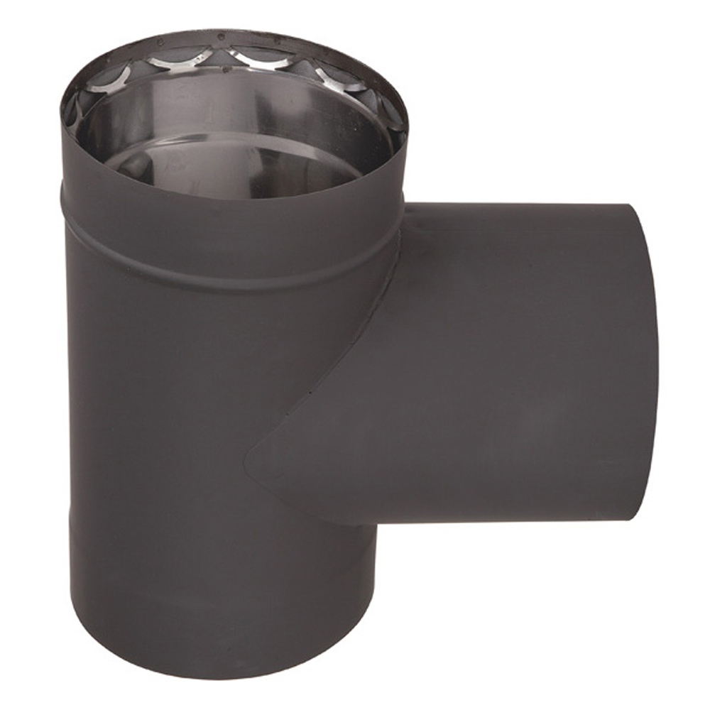 03602494 VDB06T - 6 in. Ventis Double-Wall Black Stove Pipe 430 Inner, Tee with Cap