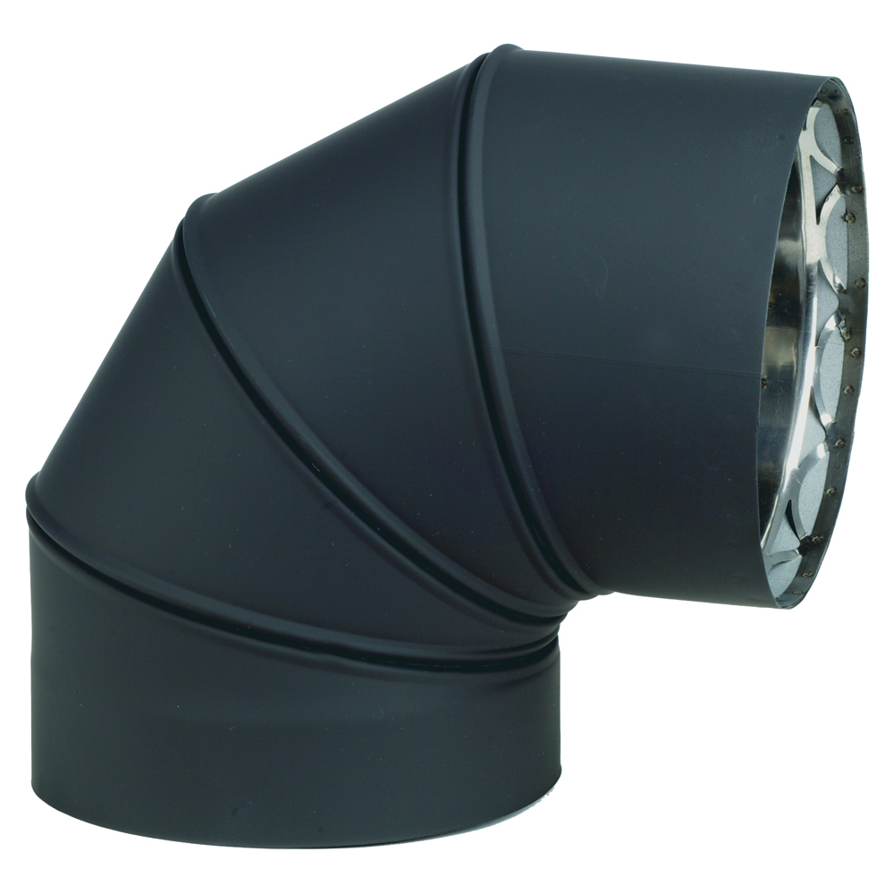 03602124 VDVB-EL0490 - 4 in. Ventis Direct Vent Pipe Stainless Steel Inner & Galvanneal Outer, Painted Black, 90 deg Elbow