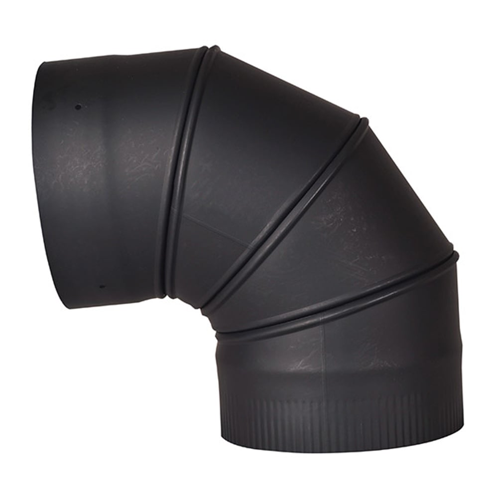 03602530 VSB0790F - 7 in. Ventis Single-Wall Black Stove Pipe, 90 deg Fixed Elbow