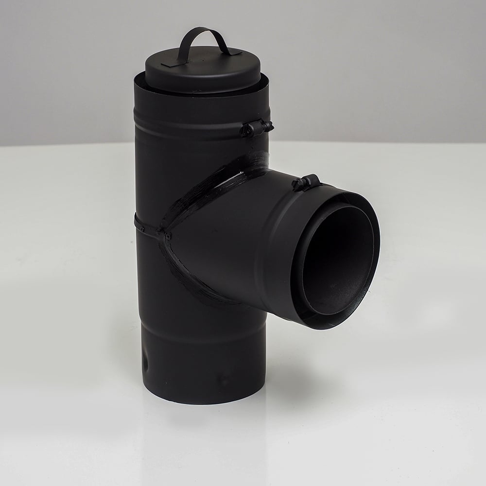 03602325 VPB-T03 - 3 in. Ventis Pellet Vent Pipe 304L Inner & Galvanized Outer, Tee with Cap, Painted Black