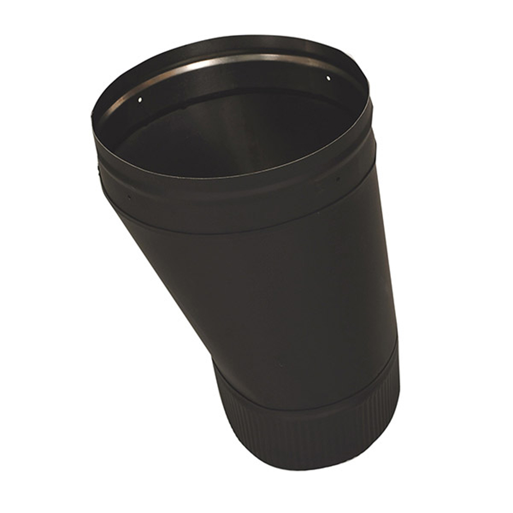 03602559 VSBOAS - 8 in. Ventis Single-Wall Black Stove Pipe, 22 Gauge Cold Rolled Steel, Straight Oval to Round Adapter