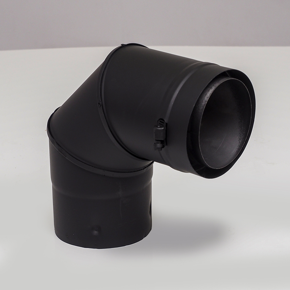 03602311 VPB-EL0390 - 3 in. Ventis Pellet Vent Pipe 304L Inner & Galvanized Outer, 90 deg Elbow, Fixed, Painted Black