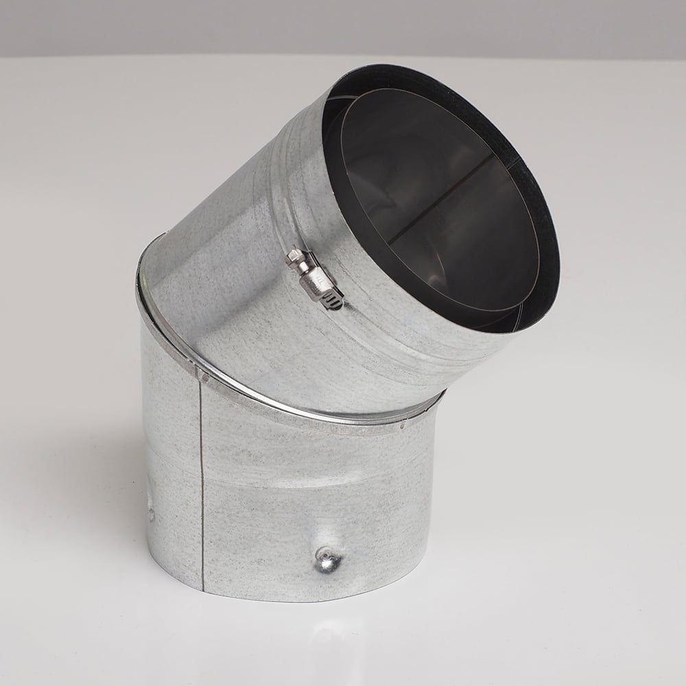 03602337 VP-EL0445 - 4 in. Ventis Pellet Vent Pipe 304L Inner & Galvanized Outer, 45 deg Elbow, Fixed