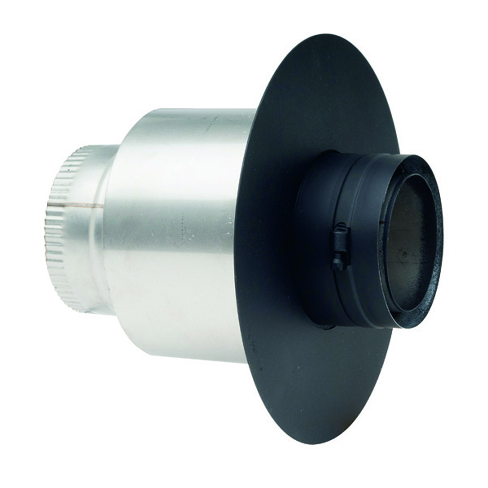 VP-MA036-4 - 3 in. Ventis Pellet Vent Pipe 304L Galvalume Inner & Black Outer, 6 in. Masonry Adapter Connects 3 in. Pellet to 4 in. Flex Liner