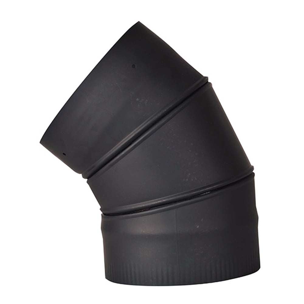 03602516 VSB0645F - 6 in. Ventis Single-Wall Black Stove Pipe, 45 deg Fixed Elbow