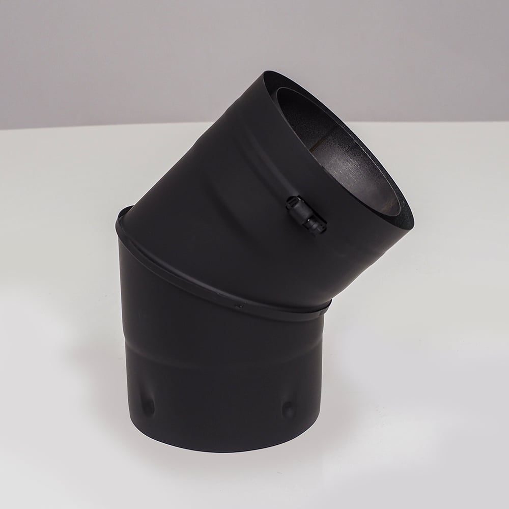 03602313 VPB-EL0445 - 4 in. Ventis Pellet Vent Pipe 304L Inner & Galvanized Outer, 45 deg Elbow, Fixed, Painted Black
