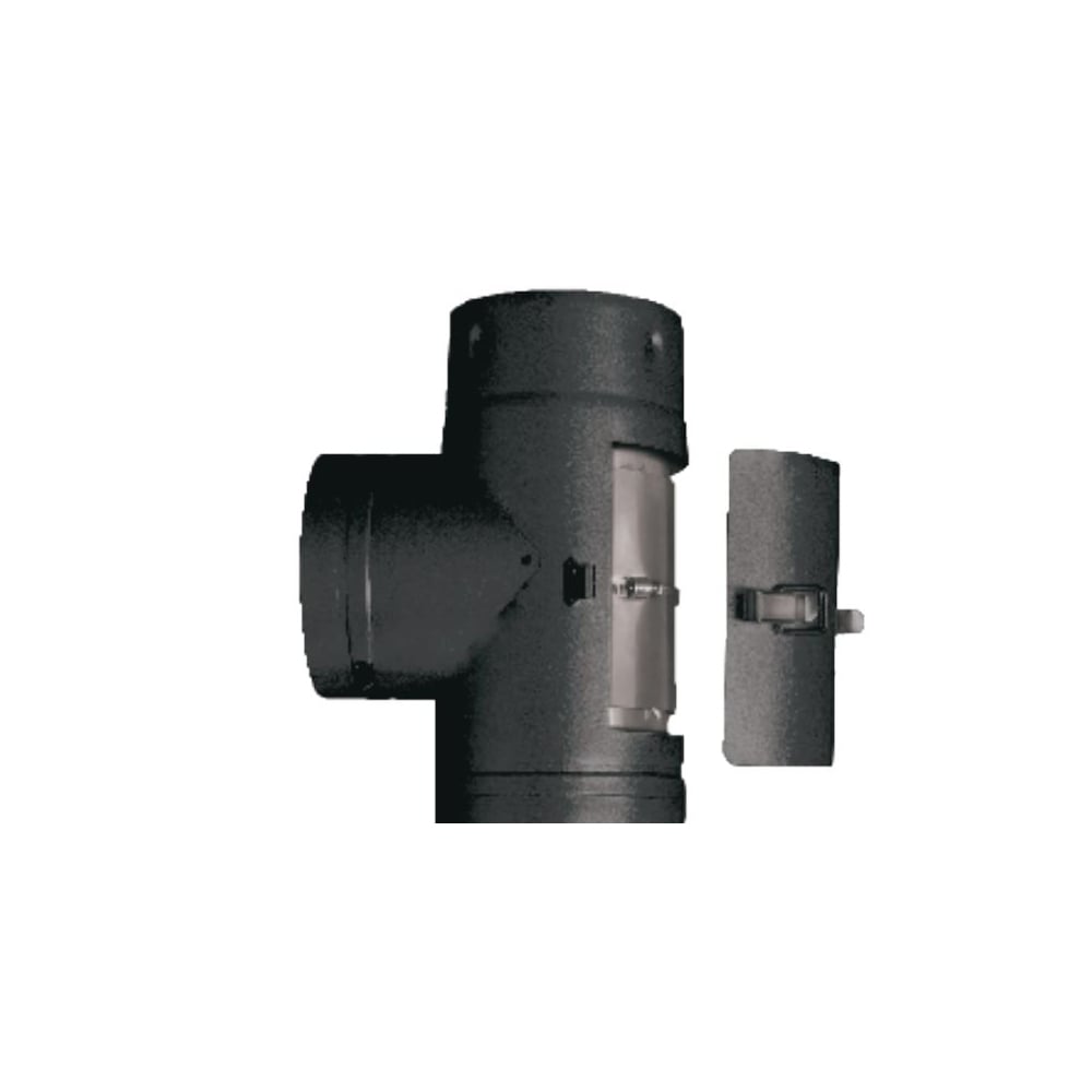 03602327 VPB-T04 - 4 in. Ventis Pellet Vent Pipe 304L Inner & Galvanized Outer, Tee with Cap, Painted Black