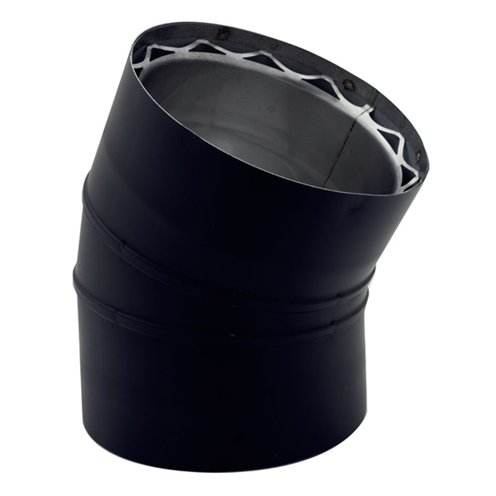 03602436 VDB0630F - 6 in. Ventis Double-Wall Black Stove Pipe, 30 deg Fixed Elbow, 430 Inner & Satin Coat Steel Outer