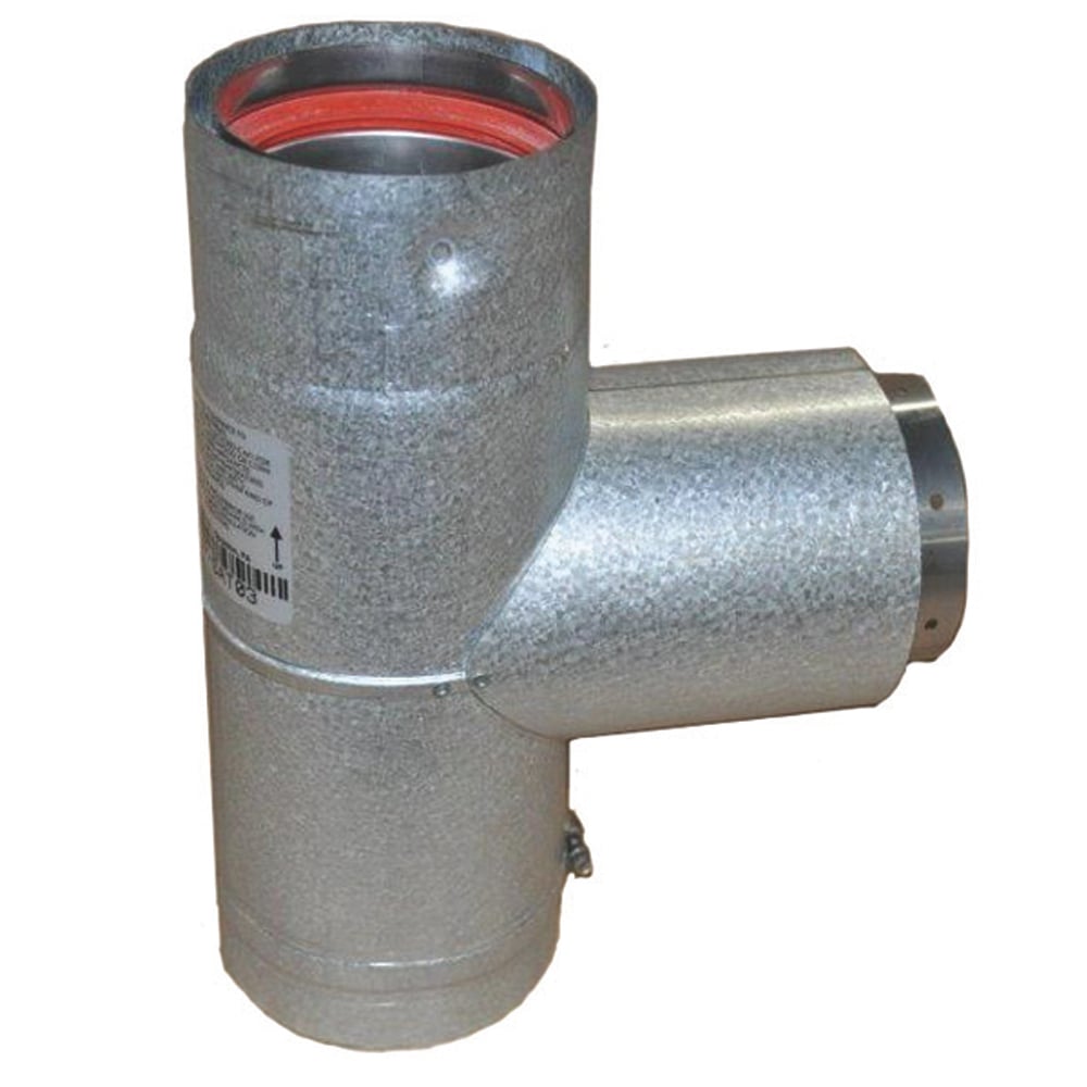03602343 VP-SAT04 - 4 in. Ventis Pellet Vent Pipe 304L Inner & Galvanized Outer, Stove Adapter Tee with Cap
