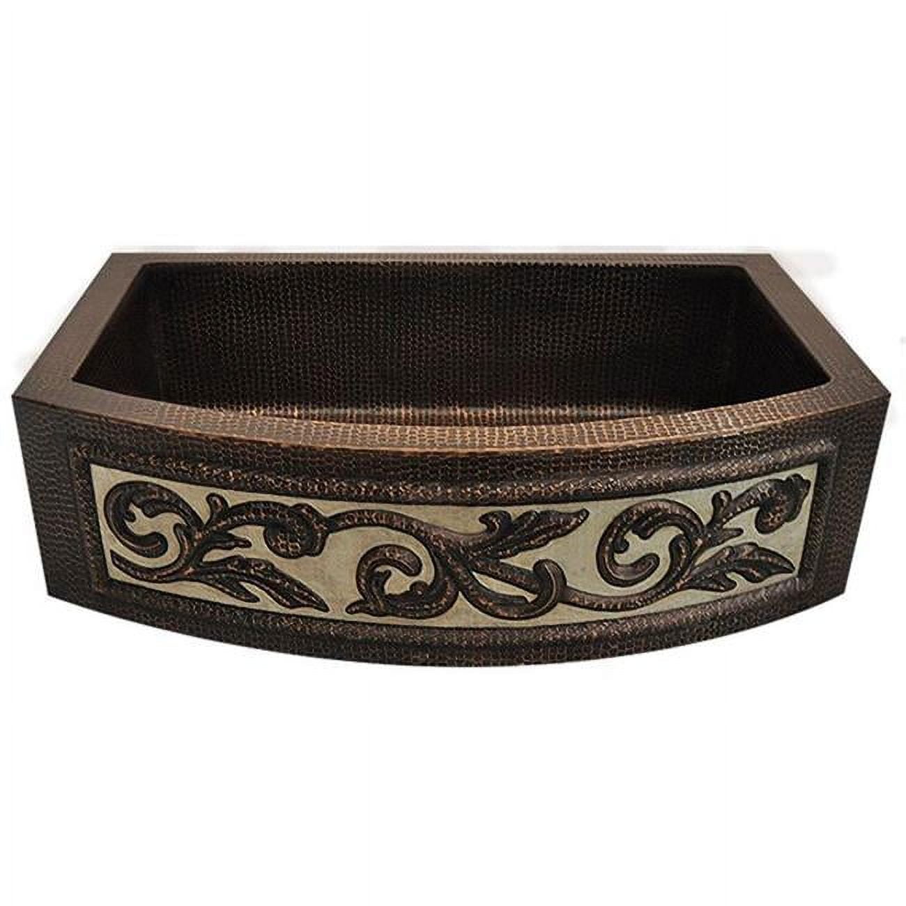 COPPER FARMHOUSE ROUND APRON KITCHEN SINK SILVER DESIGN 36X22X9 G16 MATTE -  ProCooker, PR3367851