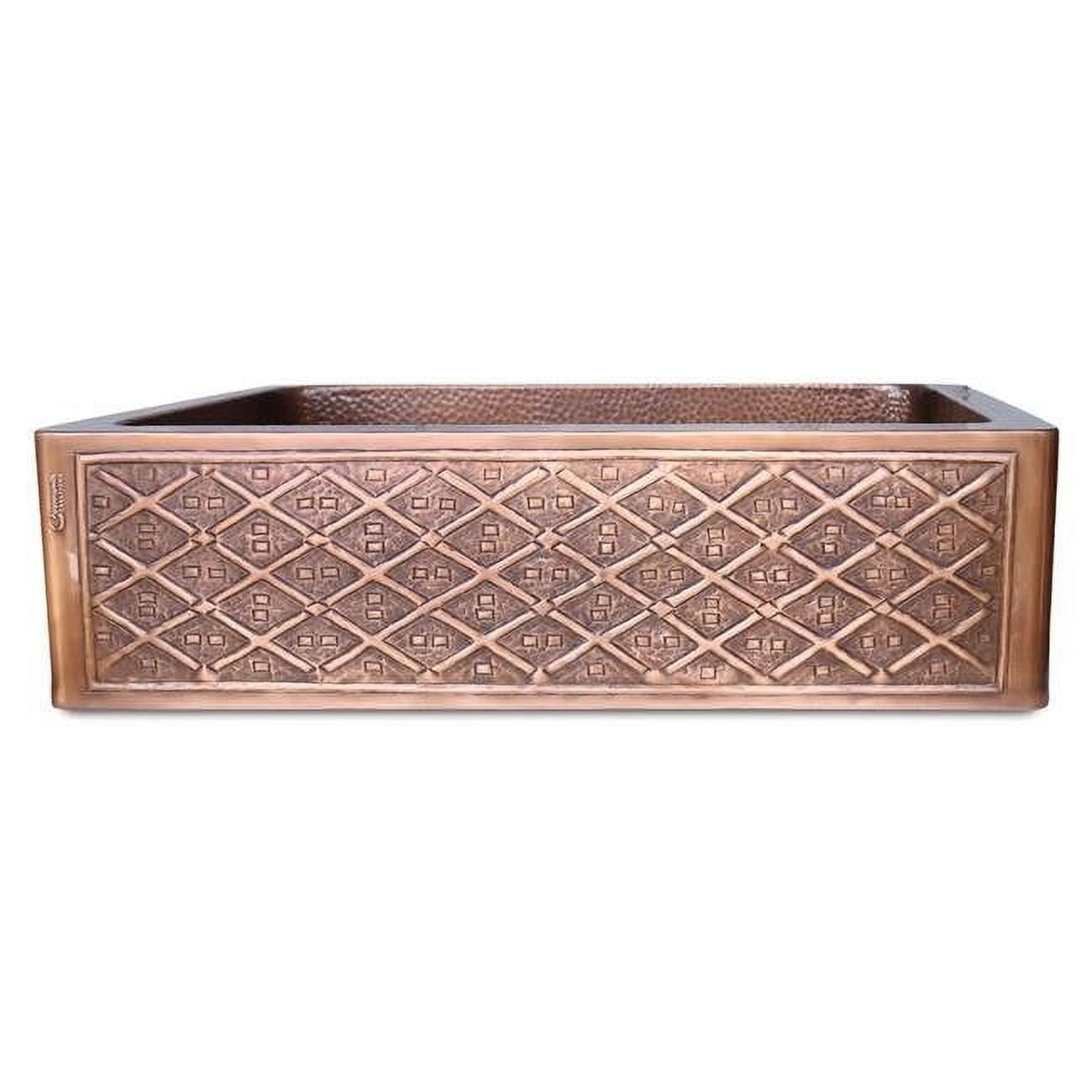 CKSSBTSOSFA33.22.9 Single Bowl Two Squares in one Square Pattern Front Apron Antique Copper Kitchen Sink -  Coppersmith Creations