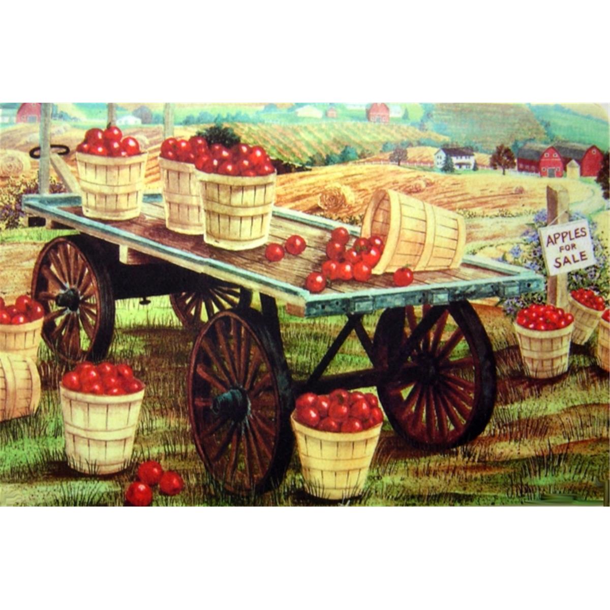 CPR003 Apple Wagon Doormat Rug, Green & Red - 18 x 30 in.