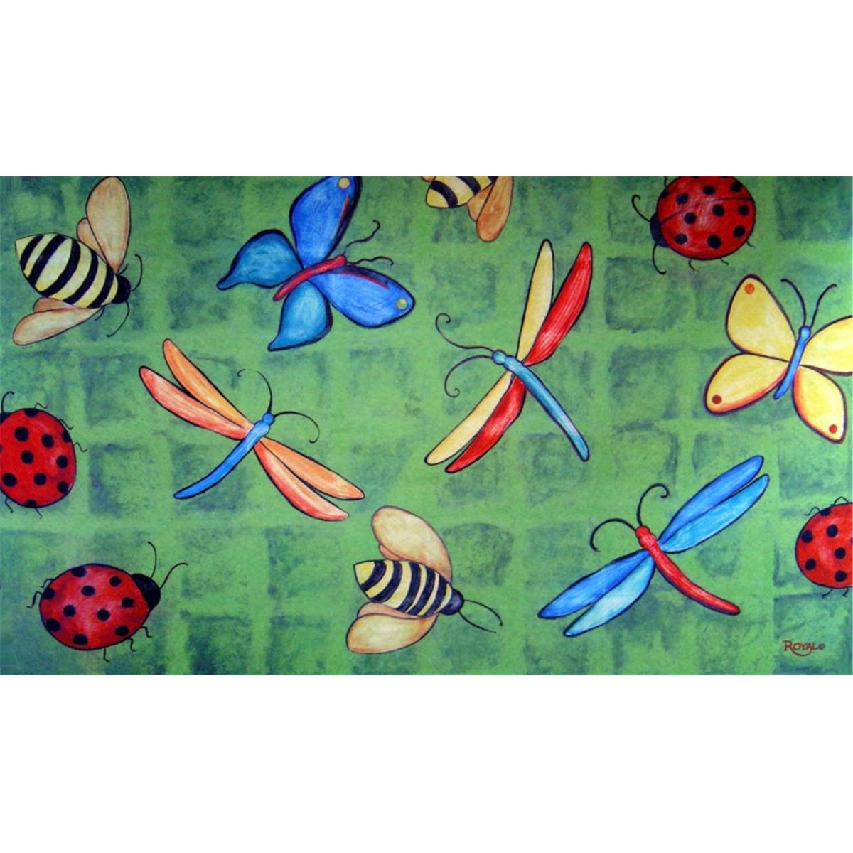 Bug Party Doormat Rug, Green - 18 x 30 in.