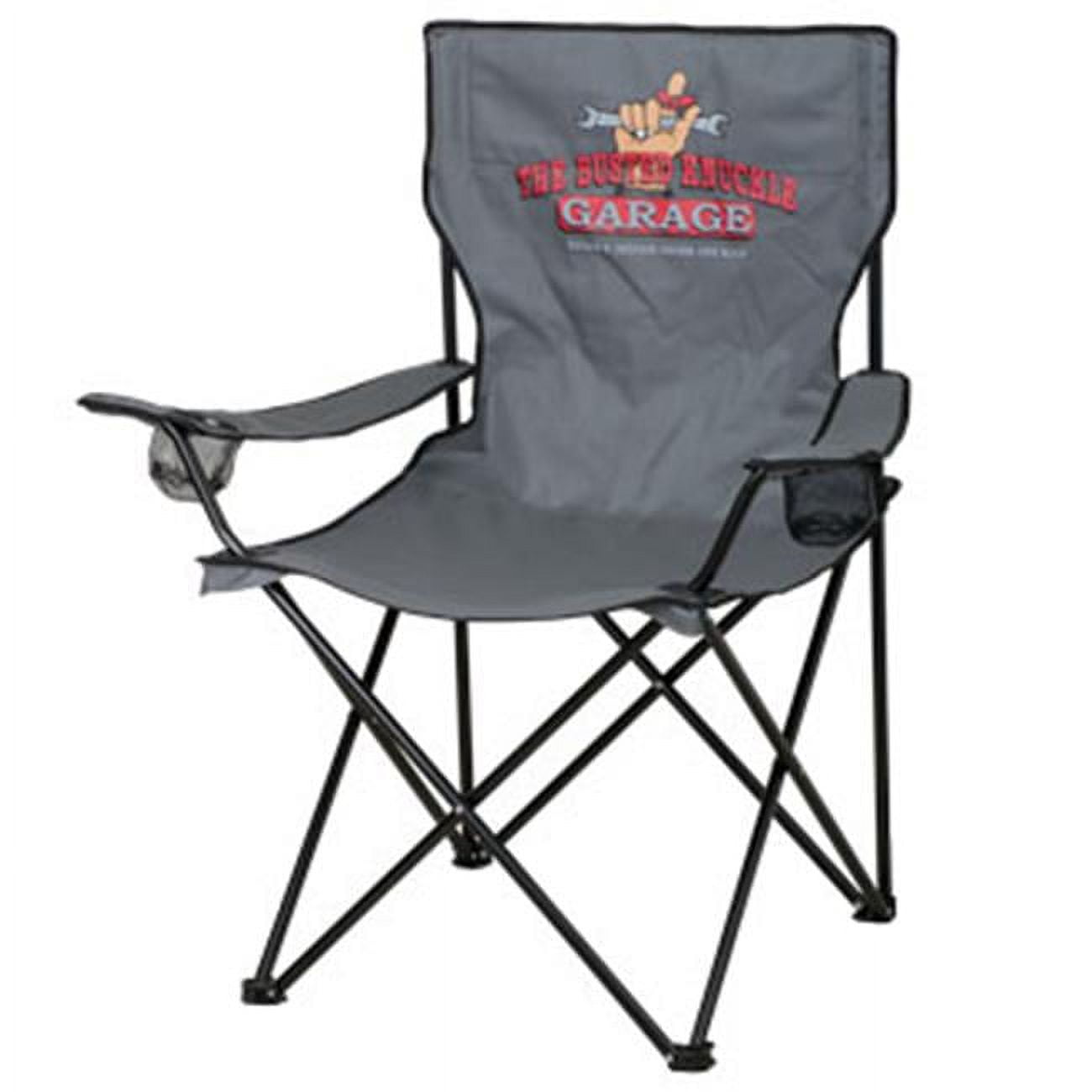 Picture of Busted Knuckle Garage BKG-70065 Folding Chair - Gray&#44; Red & Black