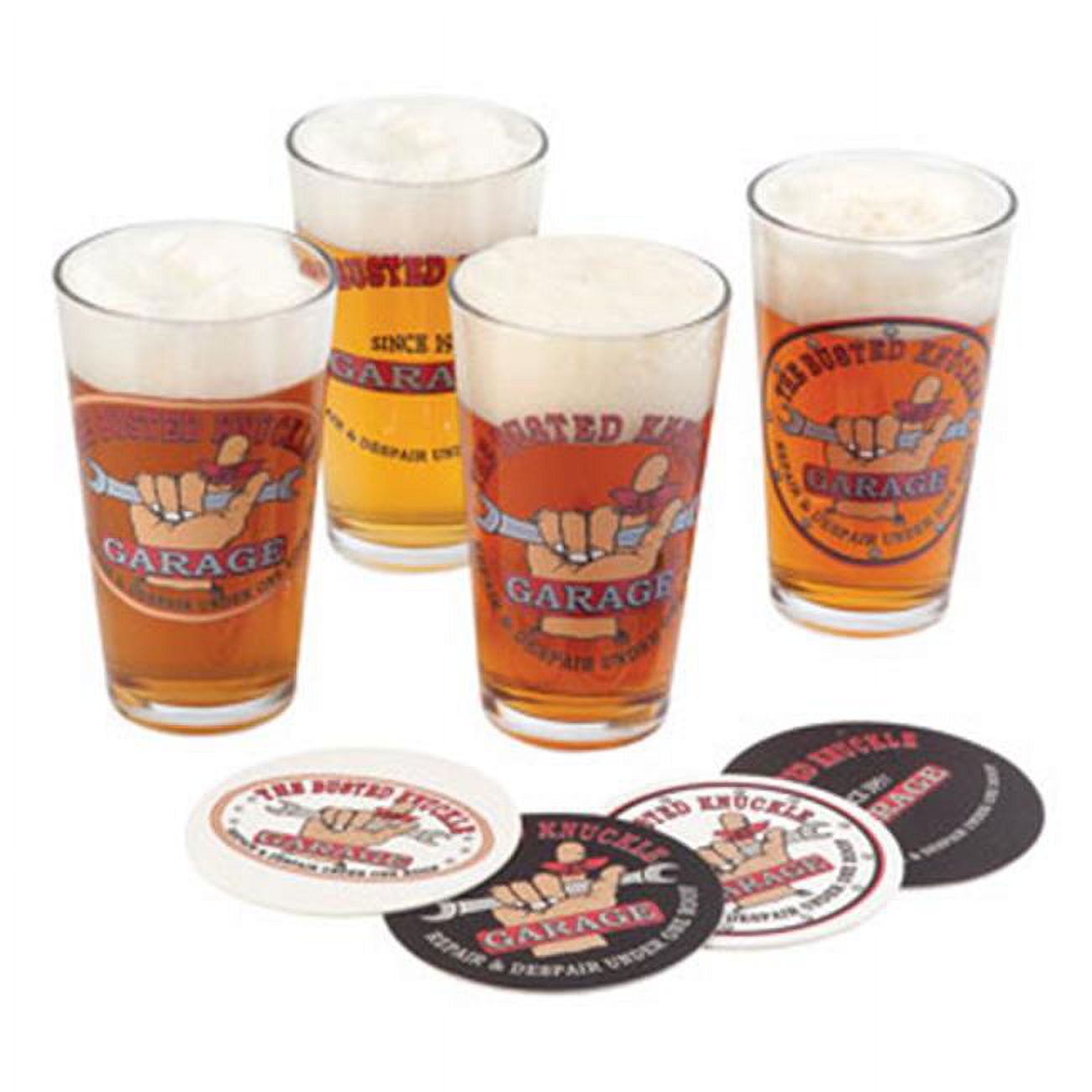 Picture of Busted Knuckle Garage BKG-78701 Pint Glass Set&#44; Multi Color - Pack of 4