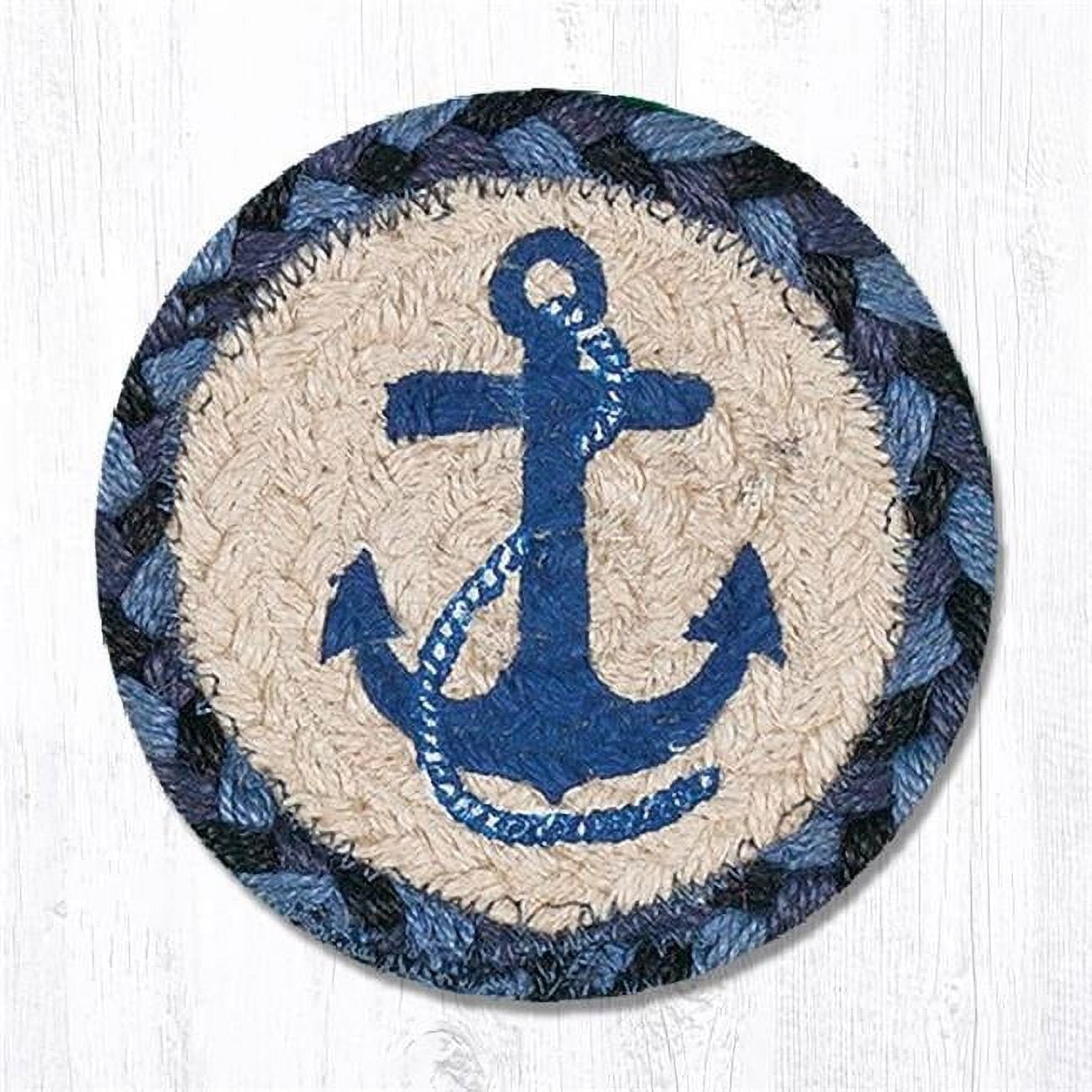 5 x 5 in. Navy Anchor Printed Round Coaster