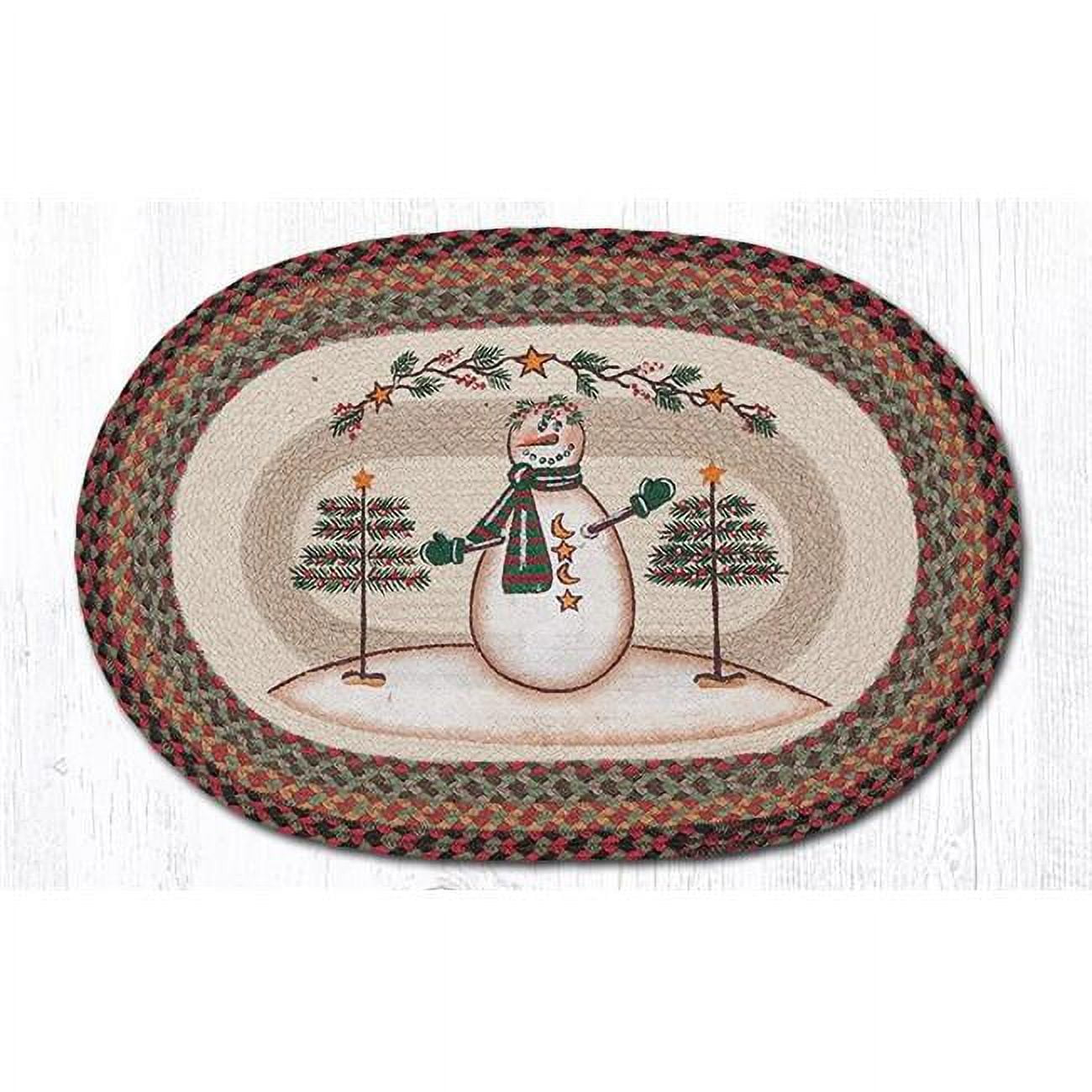 20 x 30 in. Moon & Star Snowman Oval Patch Rug