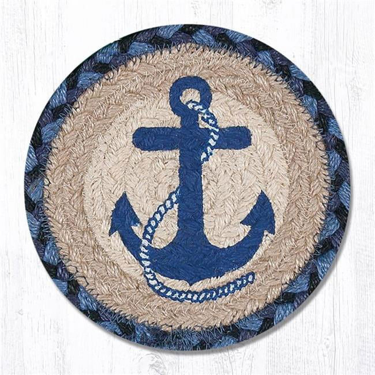 7 x 7 in. Navy Anchor Printed Round Swatch