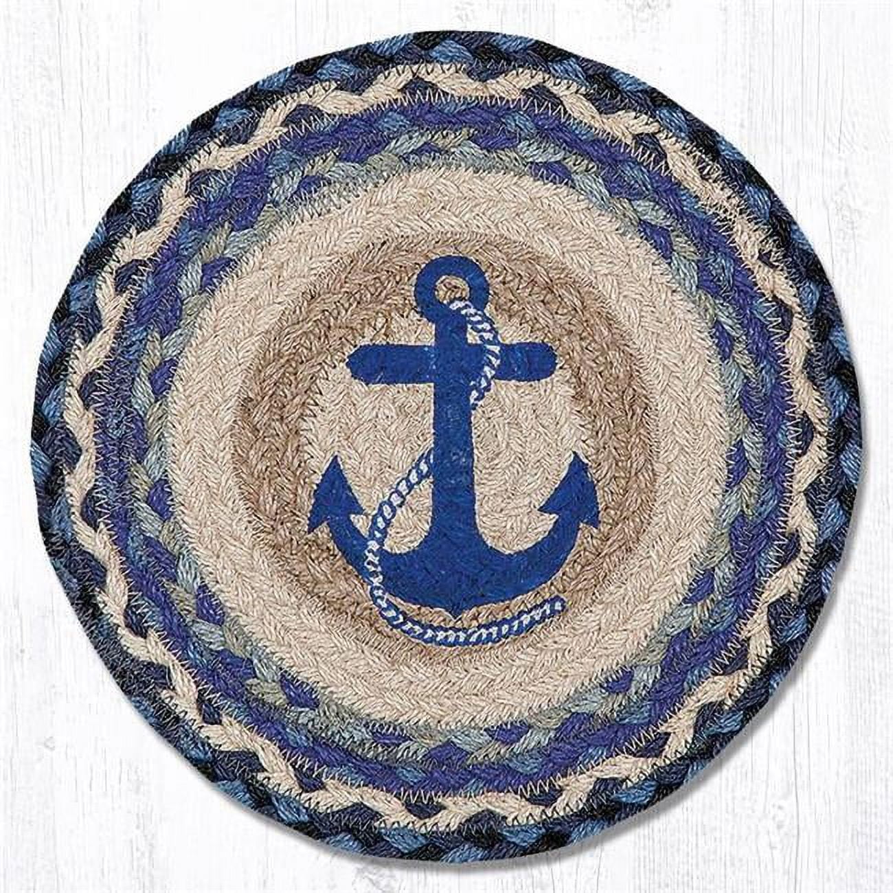 10 x 10 in. Navy Anchor Printed Round Swatch