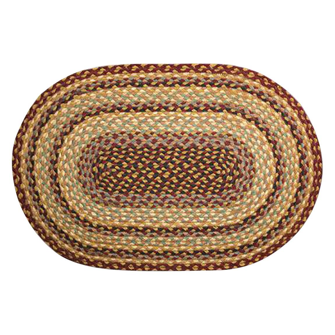 2 x 8 ft. Oblong Braided Rug, Burgundy, Gray & Cream