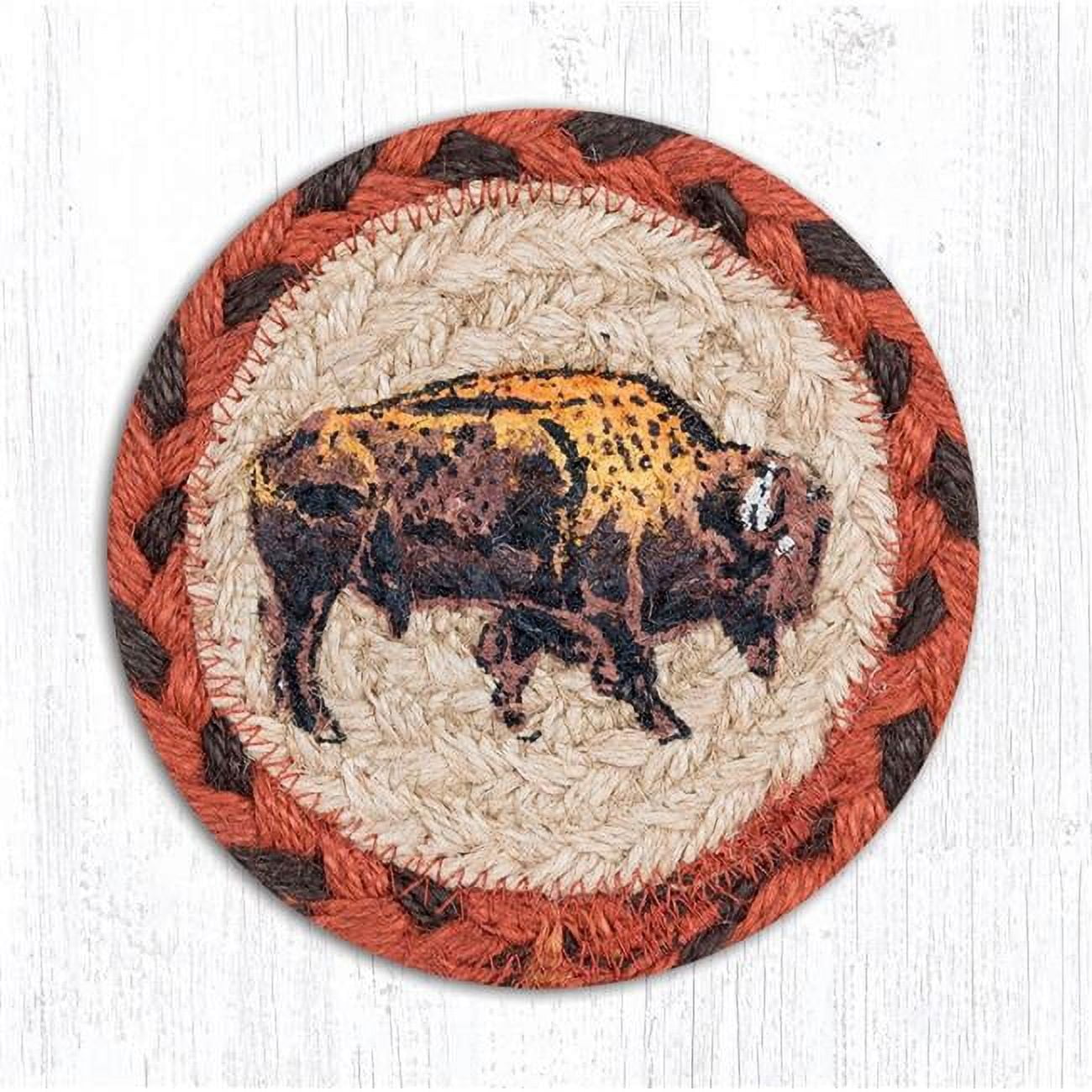 Picture of Capitol Importing 31-IC240B 5 x 5 in. Jute Round Buffalo Printed Coaster