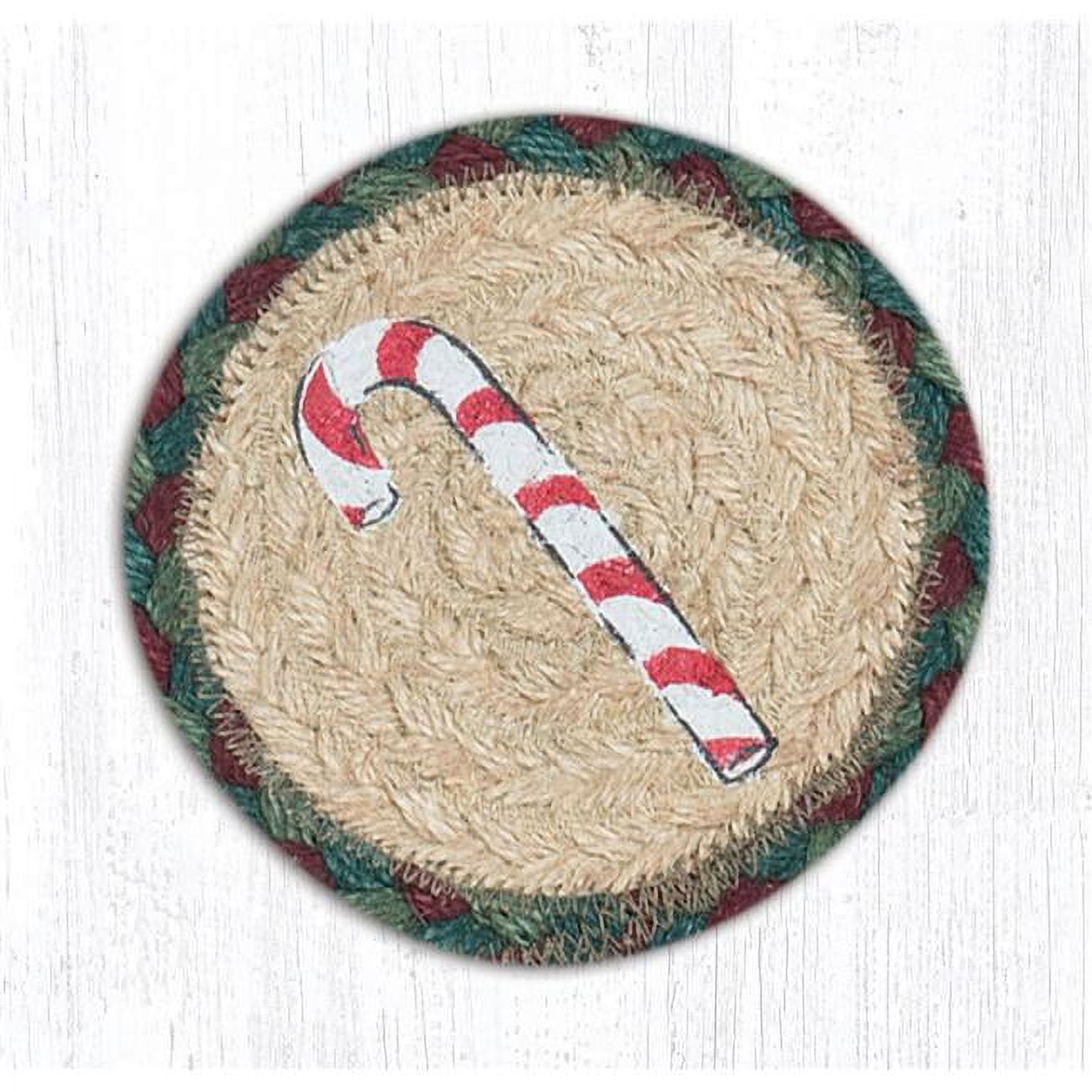 Picture of Capitol Importing 31-IC508CC 5 x 5 in. Jute Round Candy Cane Printed Coaster