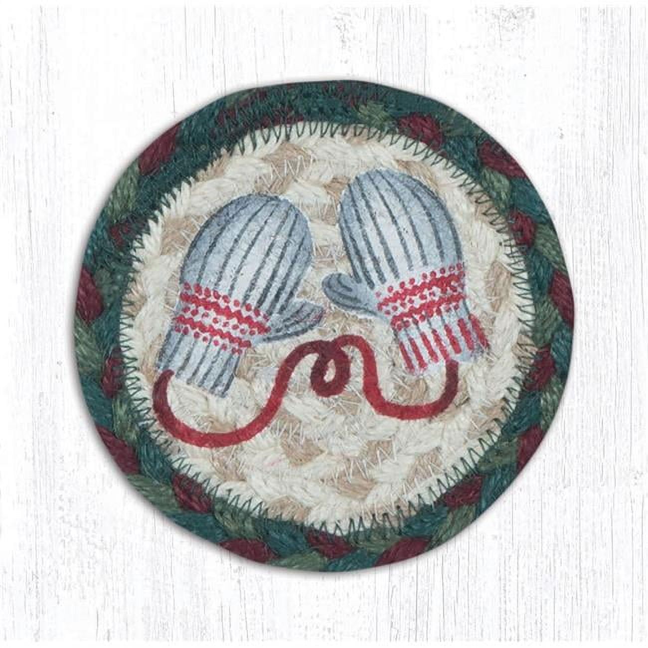 Picture of Capitol Importing 31-IC508WM 5 x 5 in. Jute Round Winter Mittens Printed Coaster