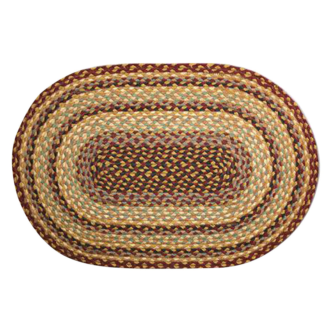 2 x 6 ft. Oval Braided Rug, Burgundy, Gray & Cream