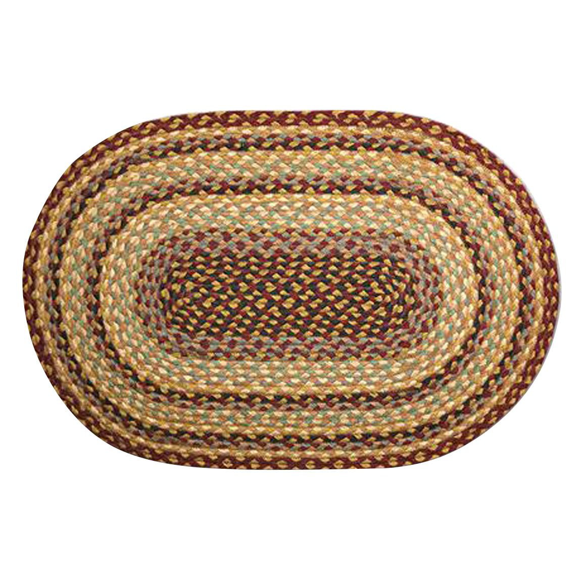 2 x 8 ft. Oval Braided Rug, Burgundy, Gray & Cream