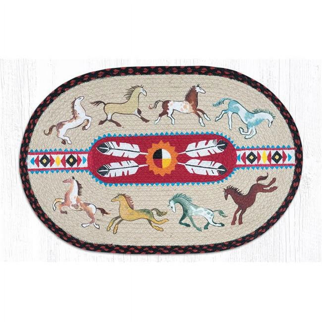 20 x 30 in. Jute Oval Native Horses Patch