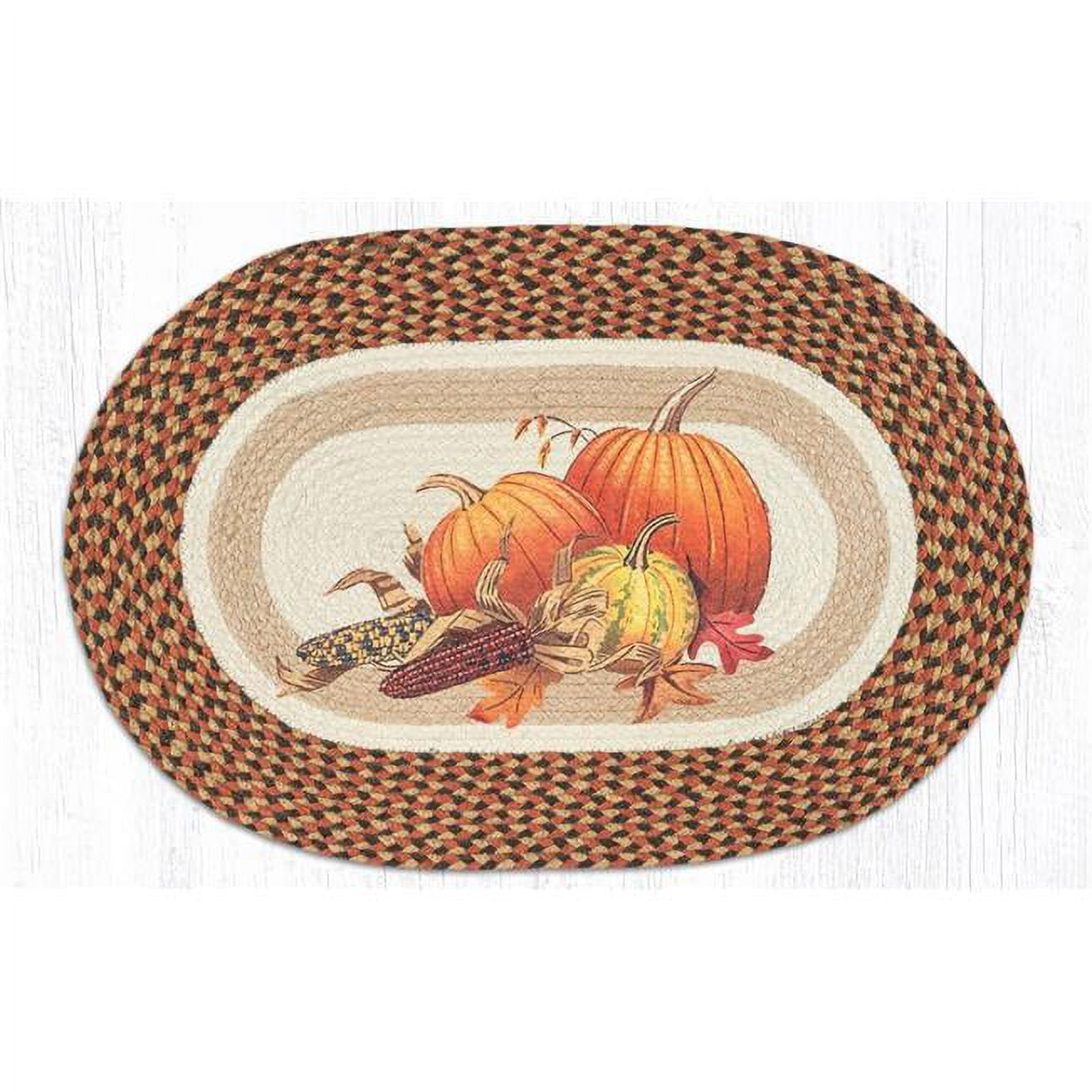 Jute Oval Joyful Harvest Patch
