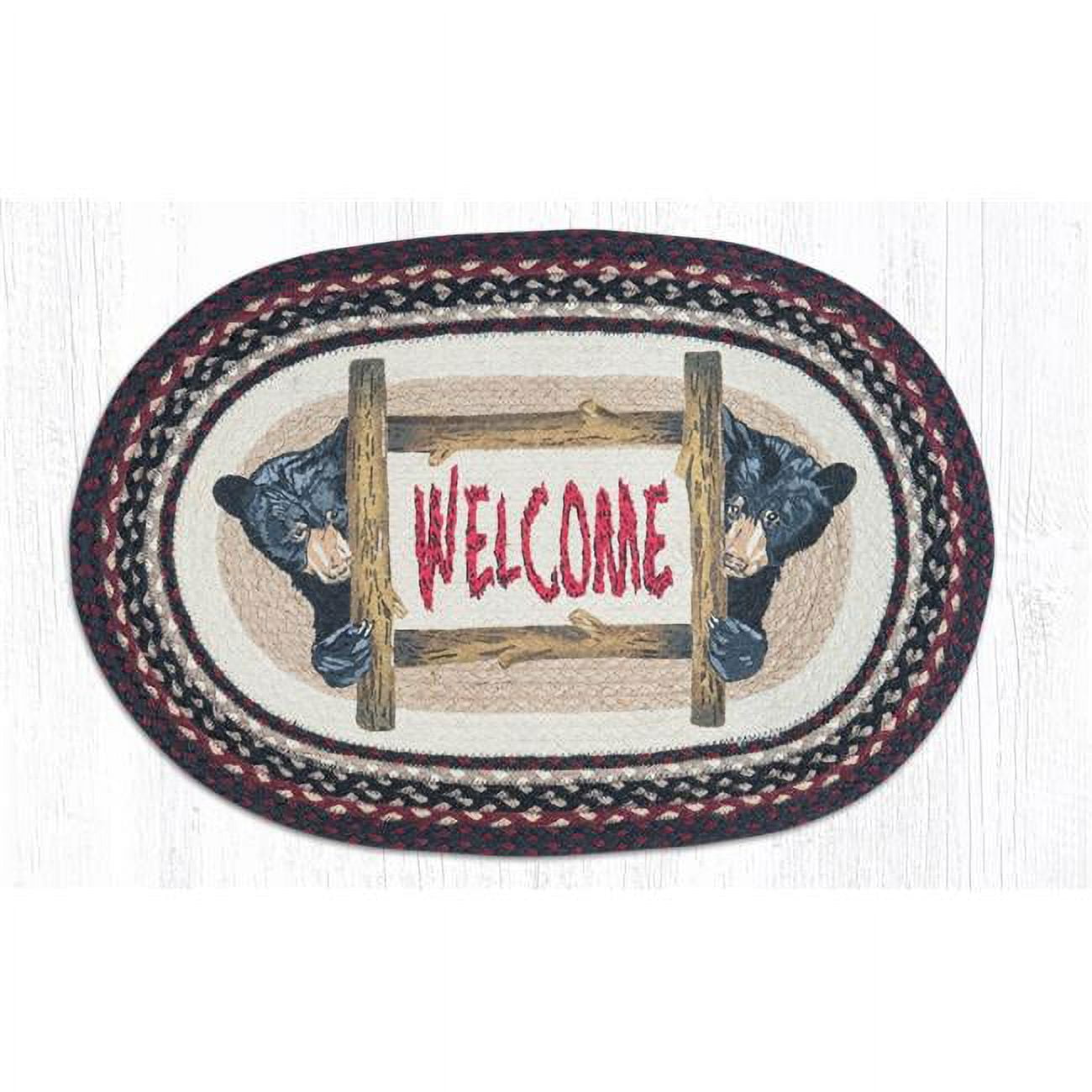Jute Oval Bear Welcome Patch - 20 x 30 in.
