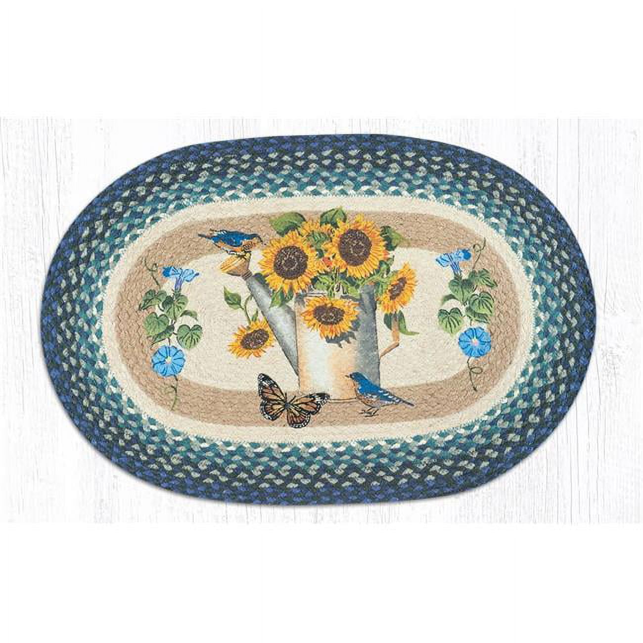 20 x 30 in. Jute Oval Sunflower Water Can Patch