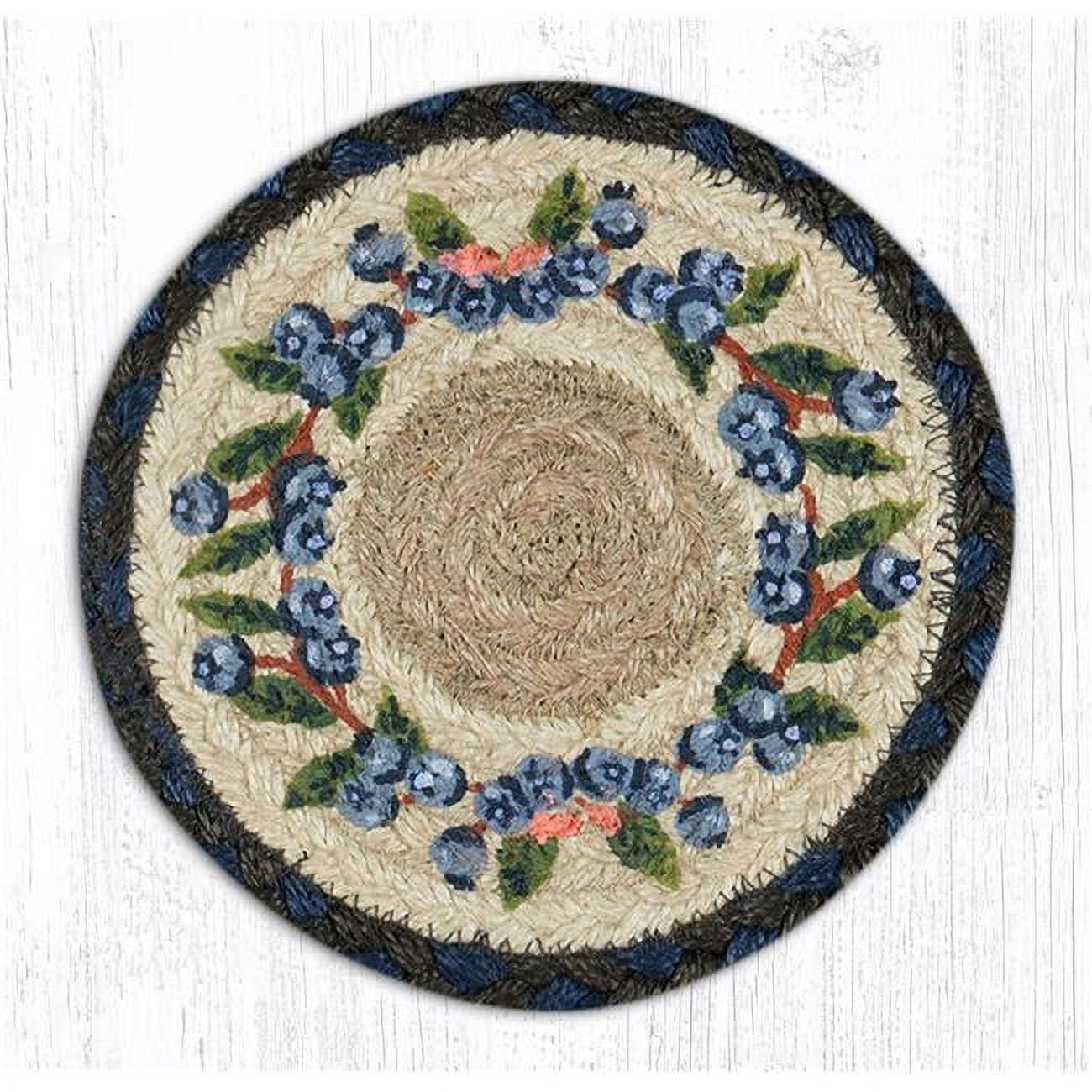 7 in. Jute Round Blueberry Vine Large Coaster