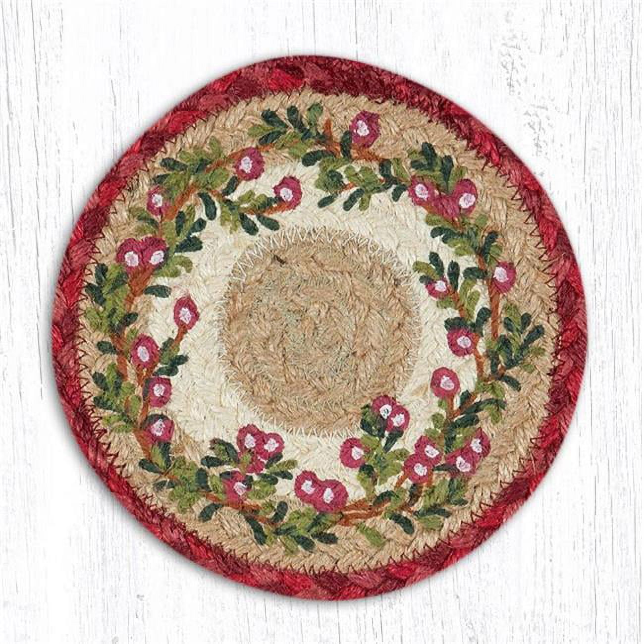 Picture of Capitol Importing 79-390C 7 in. Jute Round Cranberries Large Coaster